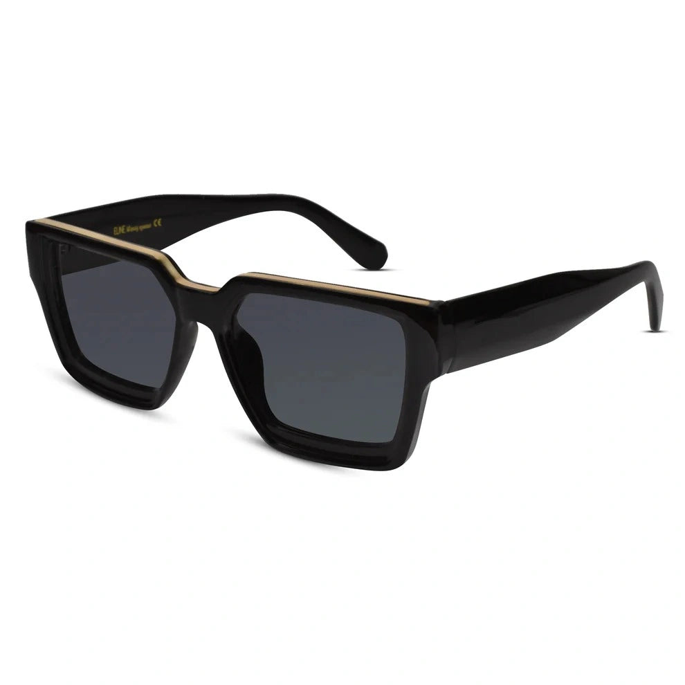 Black Bold Rectangular Sunglasses Men & Women-ELS007-BLK