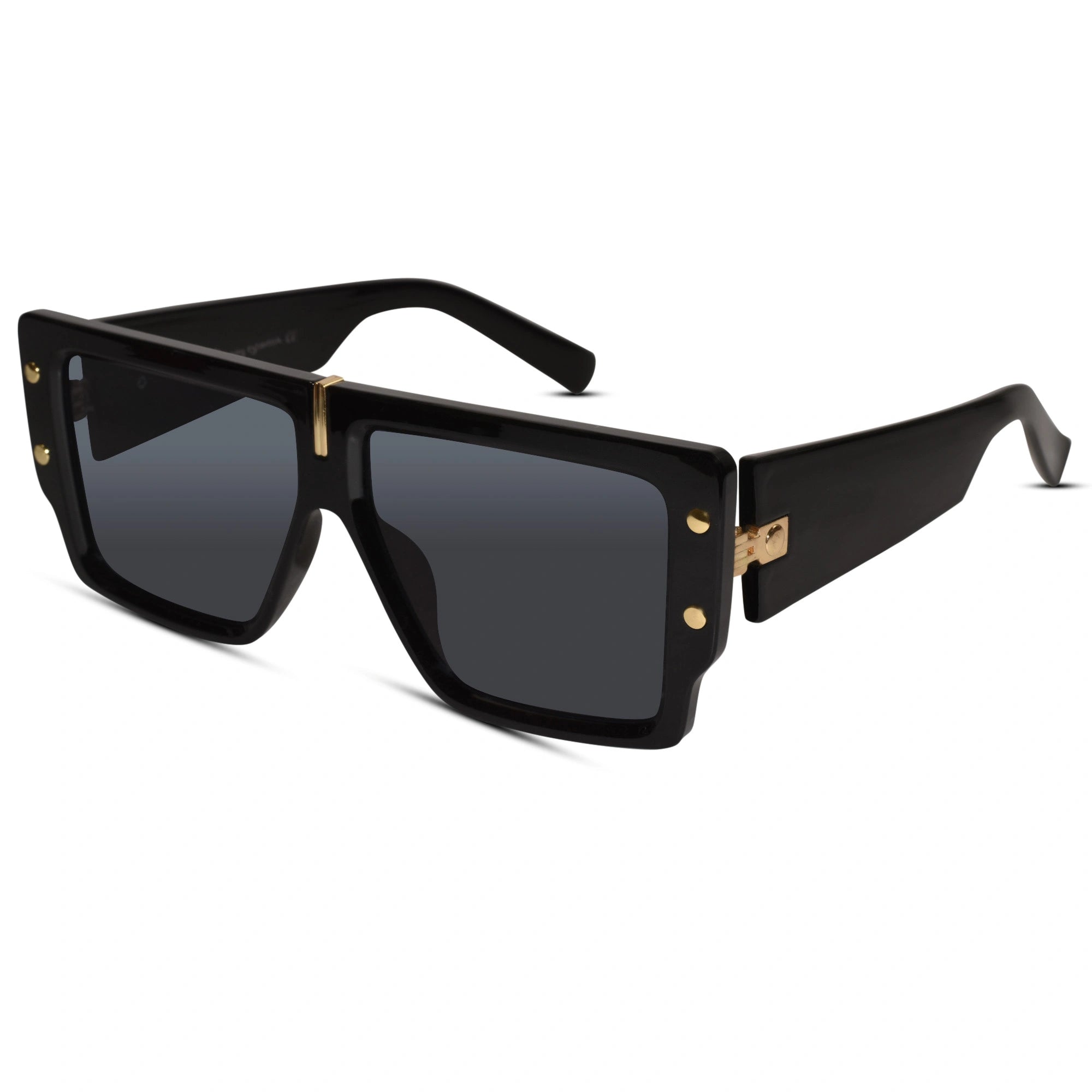 Black Bold Rectangular Sunglasses for Men-LKS6083-BLK