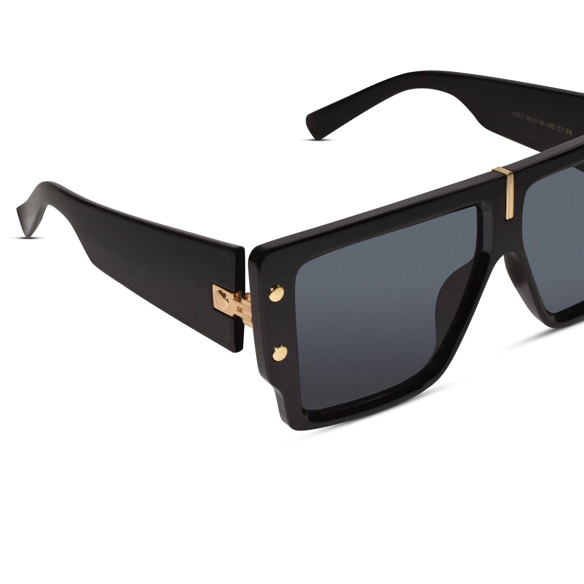 Black Bold Rectangular Sunglasses for Men-LKS6083-BLK