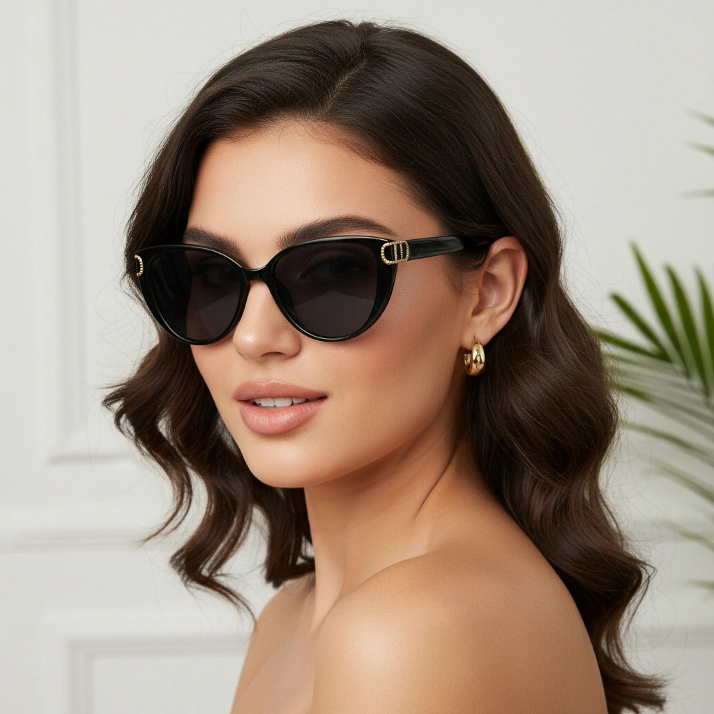 Black Cat-eye sunglasses Sunglasses For Women LKS23045-BLK