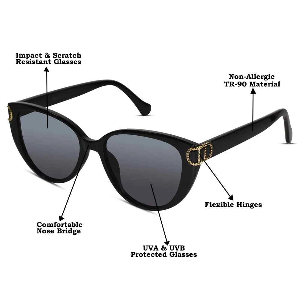 Black Cat-eye sunglasses Sunglasses For Women LKS23045-BLK
