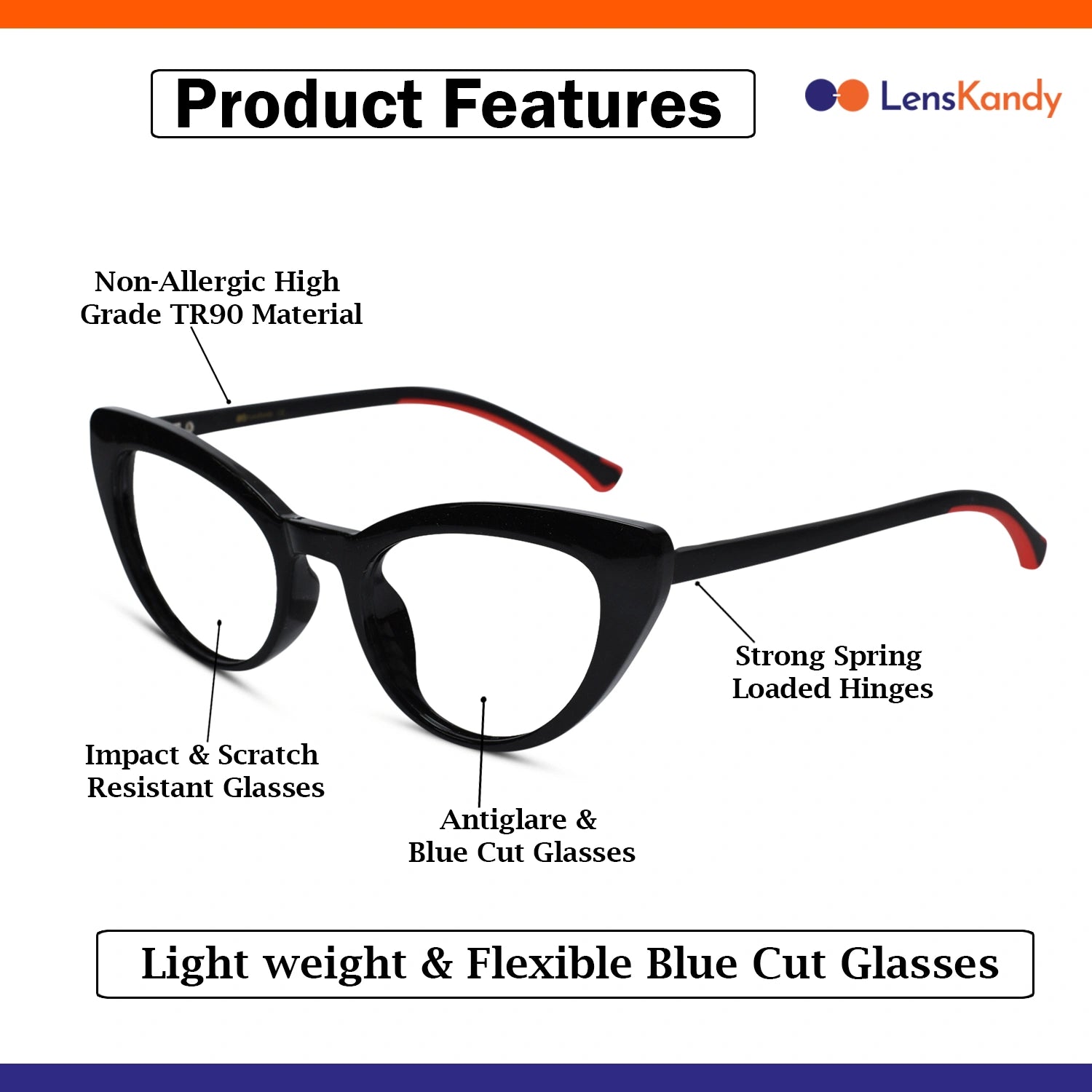 Black Cateye Eyeglasses for women LKE2338-BLK