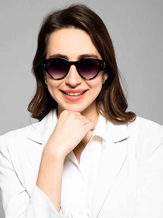 Black Cateye Sunglasses For Women LKS6503-BLK