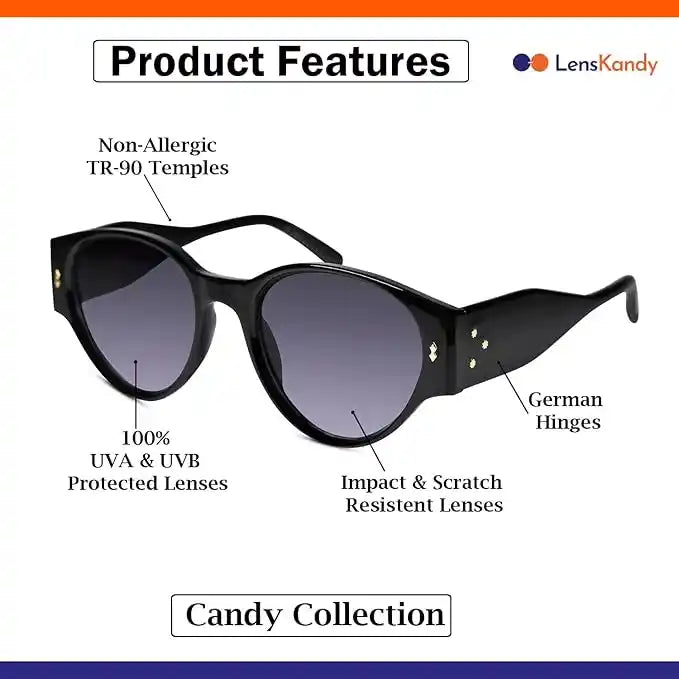 Black Cateye Sunglasses For Women LKS6503-BLK
