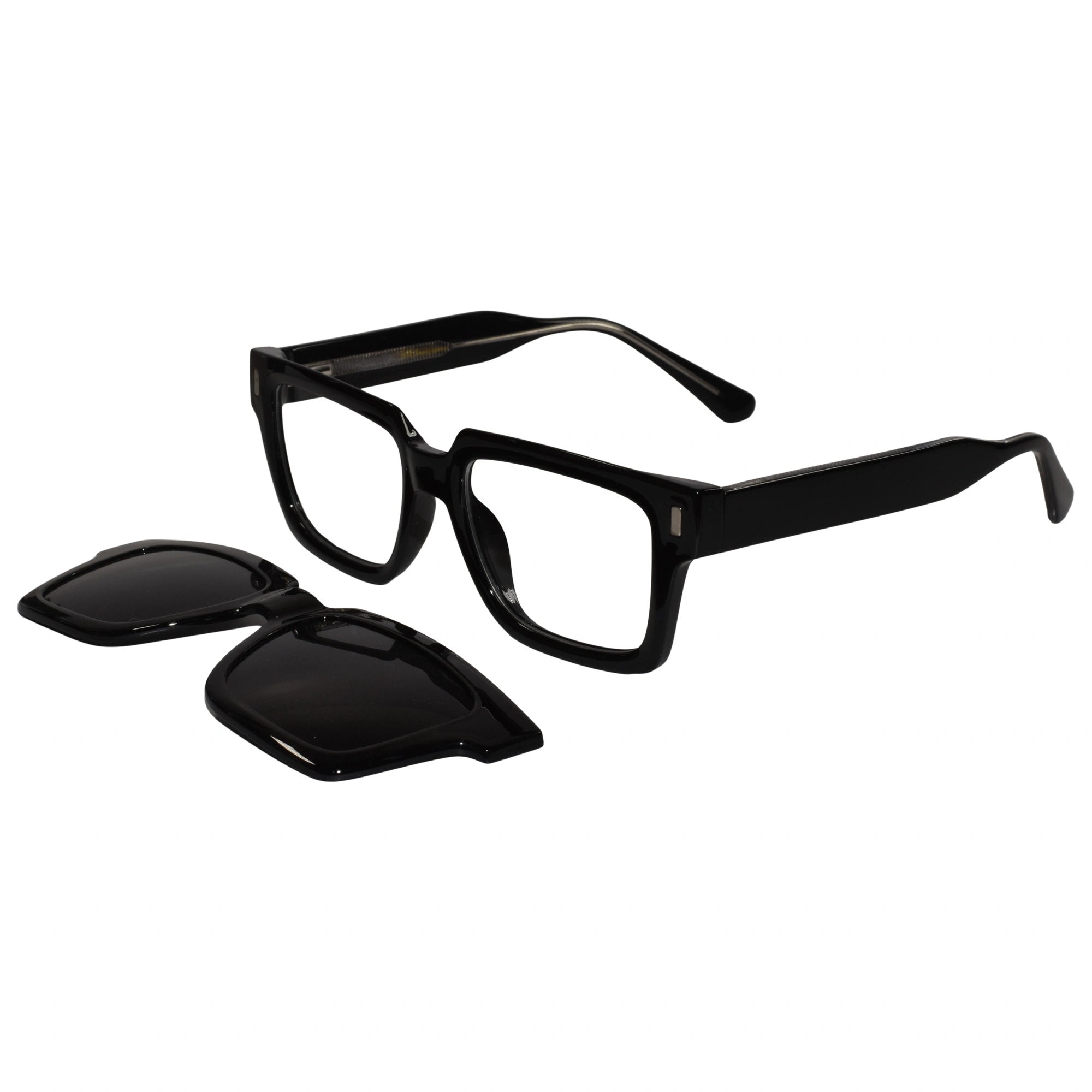 Black Clip On Rectangular Eyeglasses Men & Women LKE8730-BLK