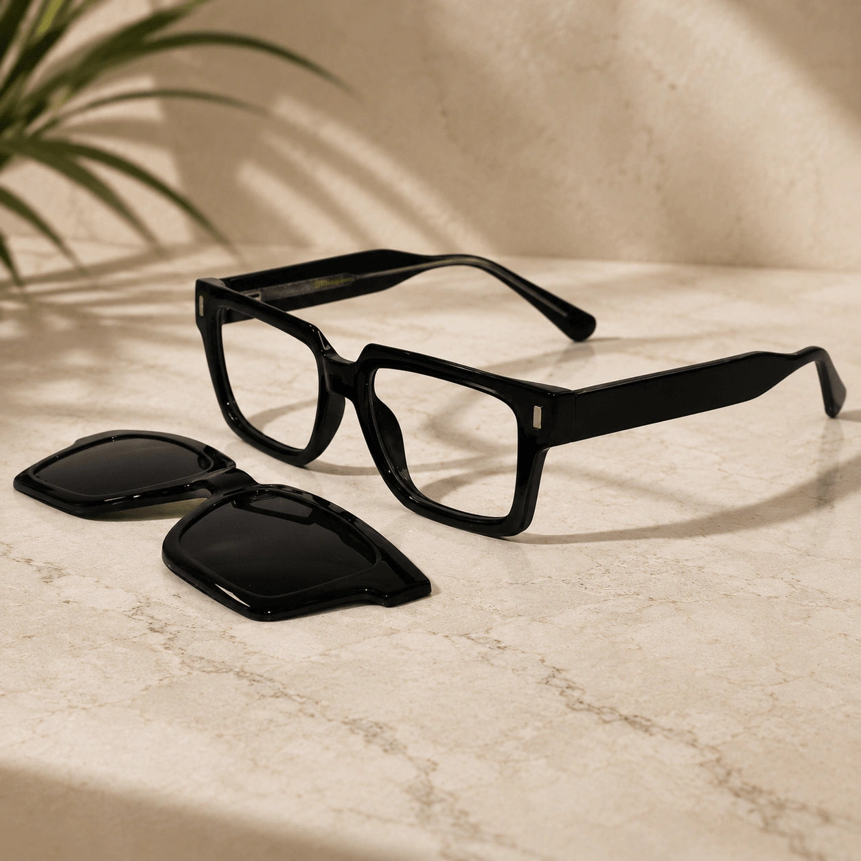 Black Clip On Rectangular Eyeglasses Men & Women LKE8730-BLK
