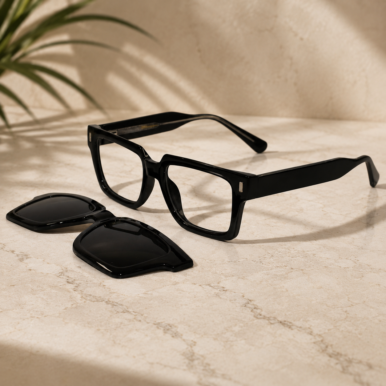 Black Clip On Rectangular Eyeglasses Men & Women LKE8730-BLK