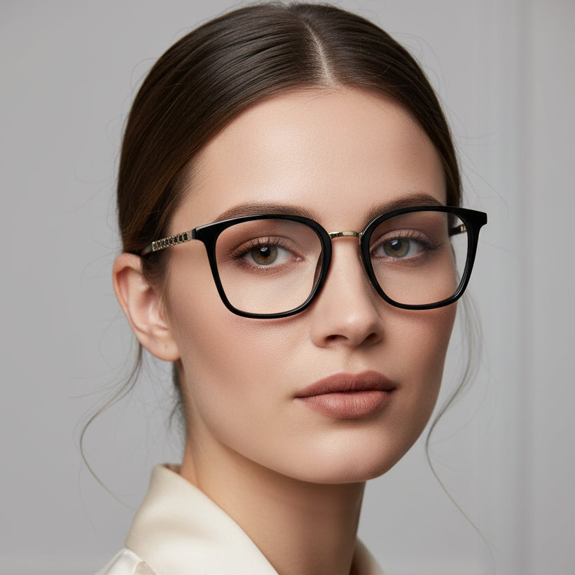 Buy Black Women Square Computer Eyeglasses protection glass for mobile. Blocks Harmful Blue Light & UV400 Protection Specs.