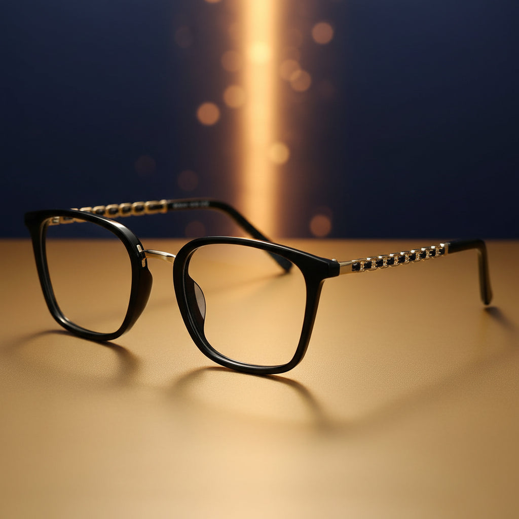 Black Designer Square Eyeglasses & Computer Glasses For Women ELE203-BLK