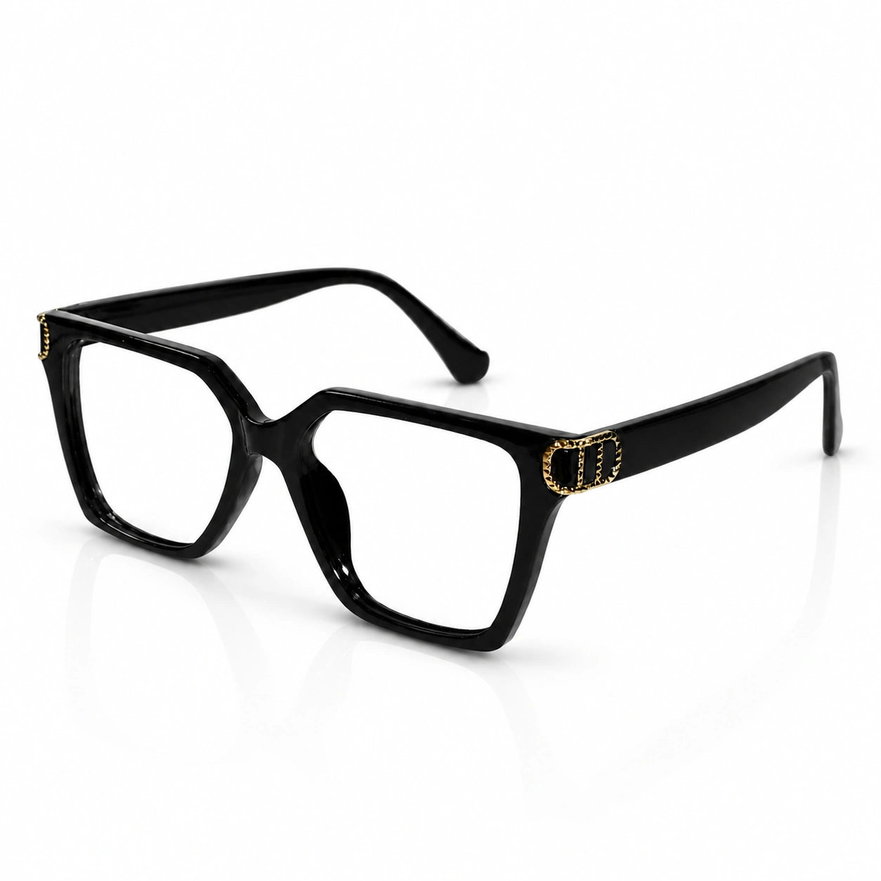 Black Designer Square Eyeglasses For Women LKE23044-BLK