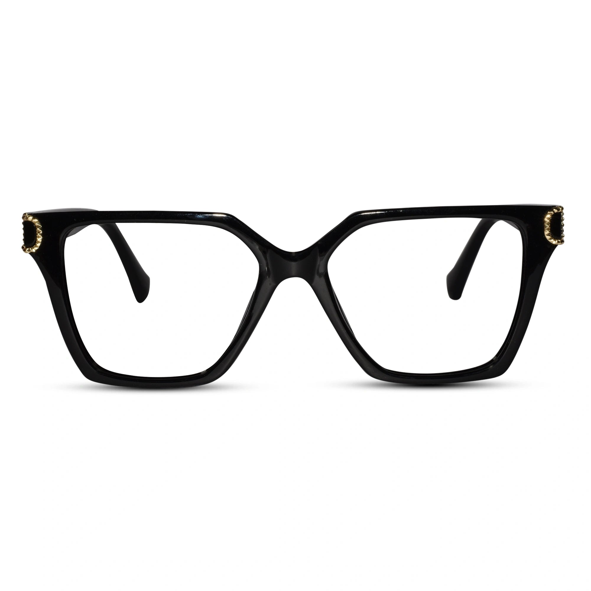 Black Designer Square Eyeglasses For Women LKE23044-BLK