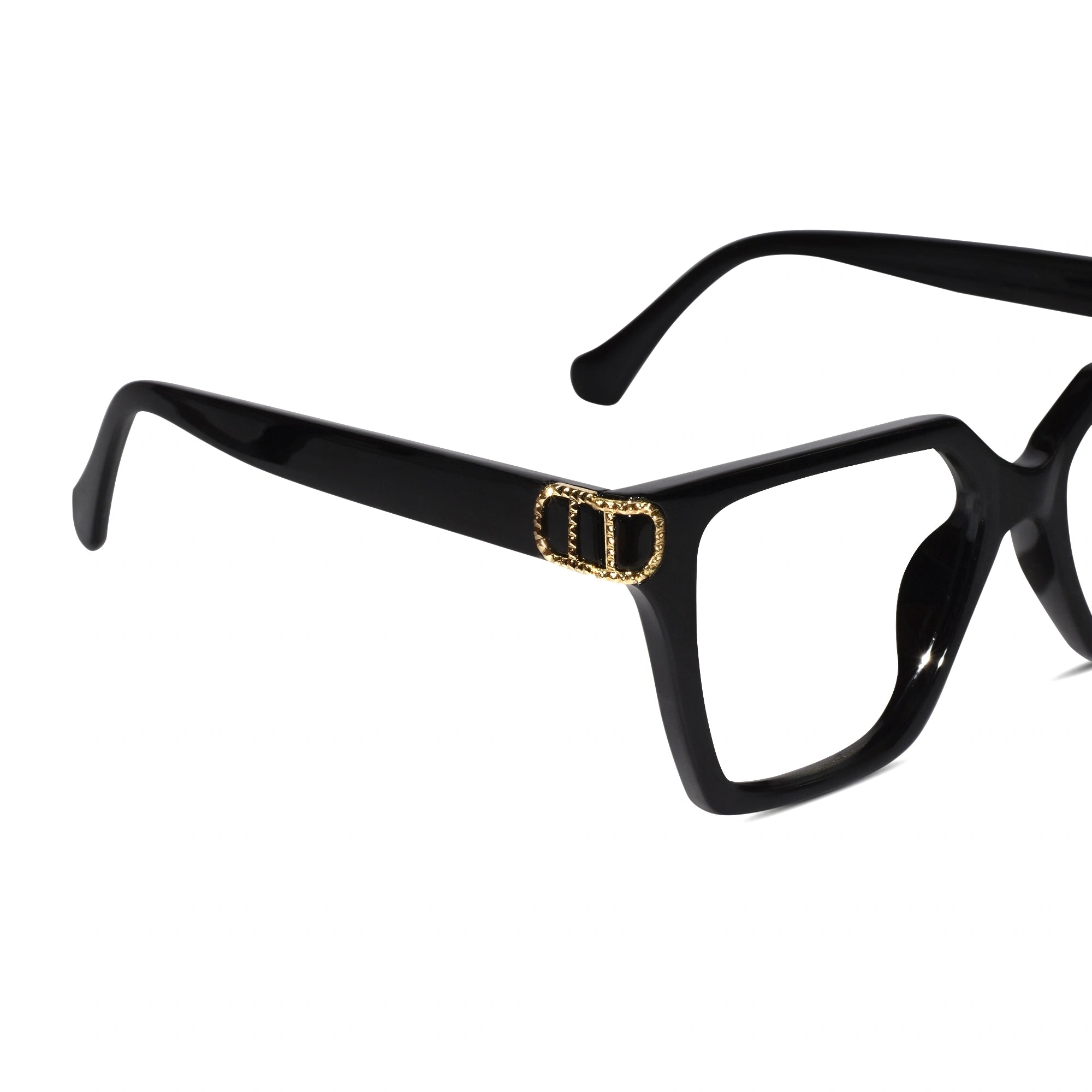 Black Designer Square Eyeglasses For Women LKE23044-BLK