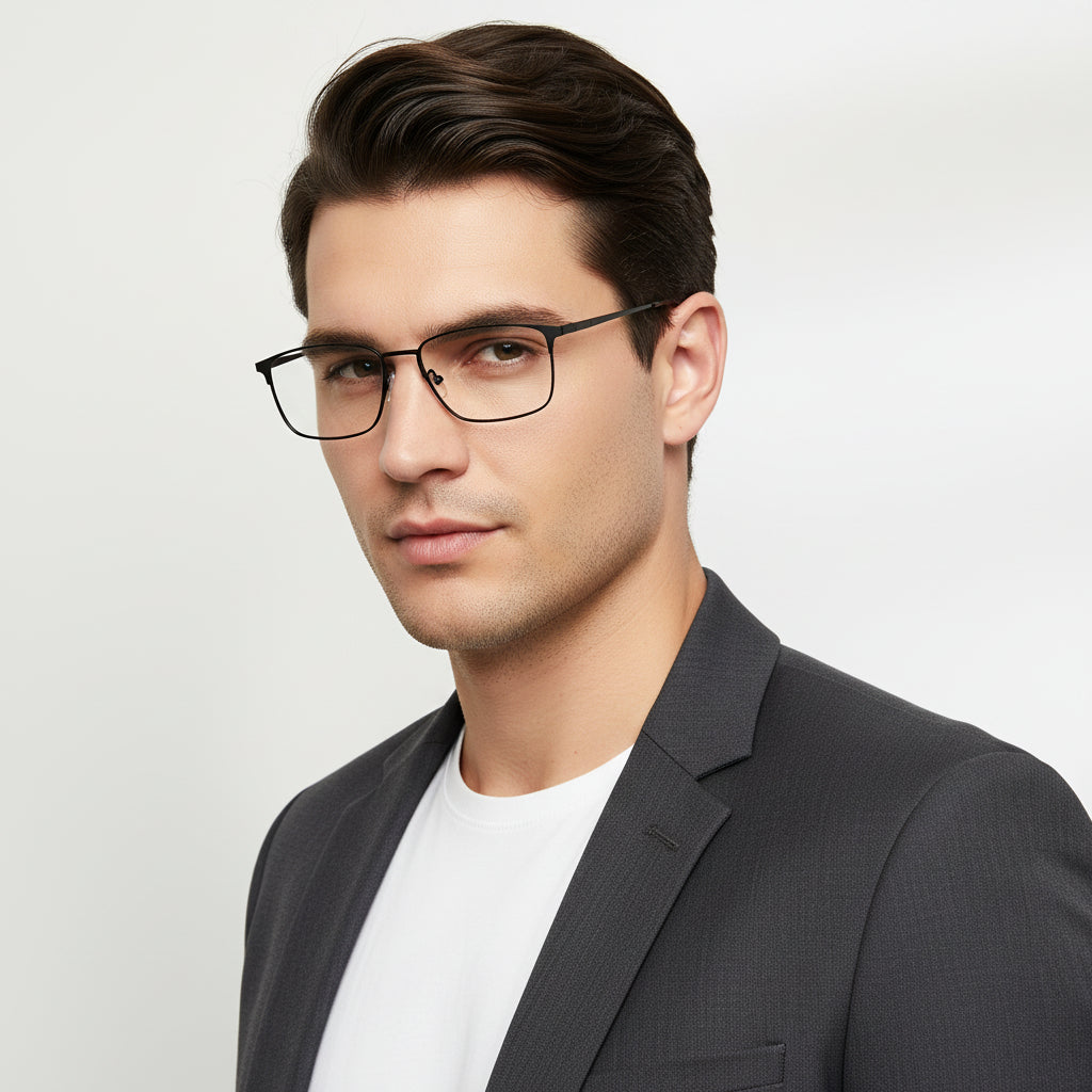 Buy Premium Black Computer Glasses For Men. Light frames for long screen hours.
