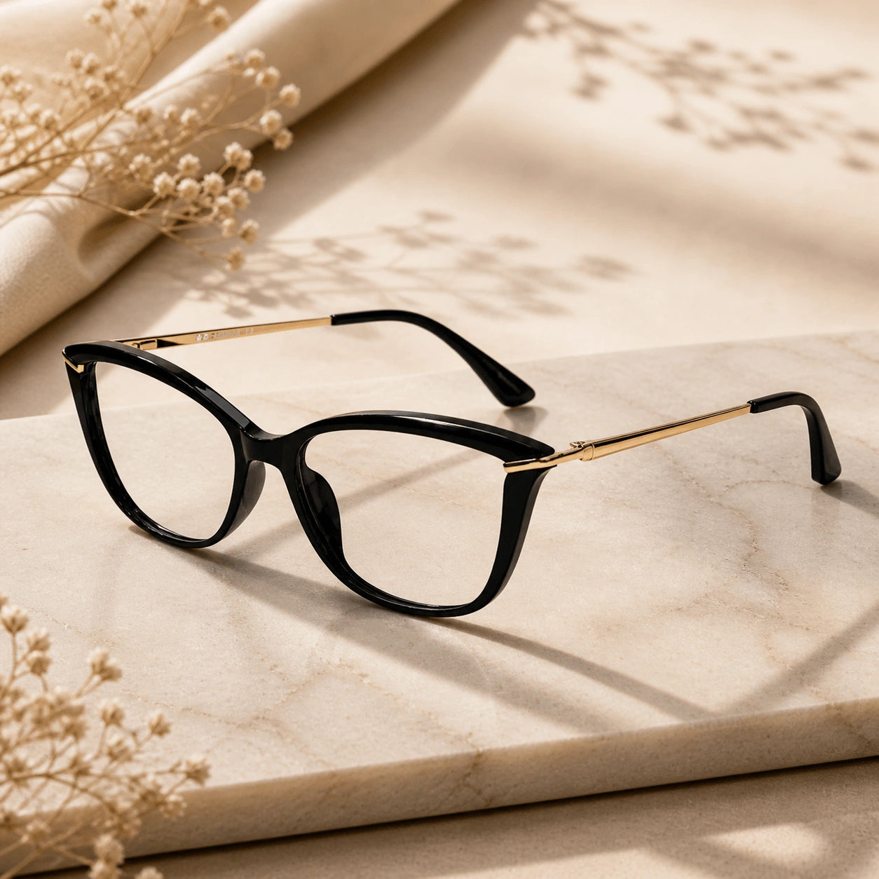 Black Gold Cat eye Eyeglasses For Women LKE2036-BLK