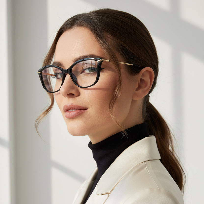 Buy Black Gold Women Cat eye Eyeglasses Blue Cut for all day comfort at Rs. 990.