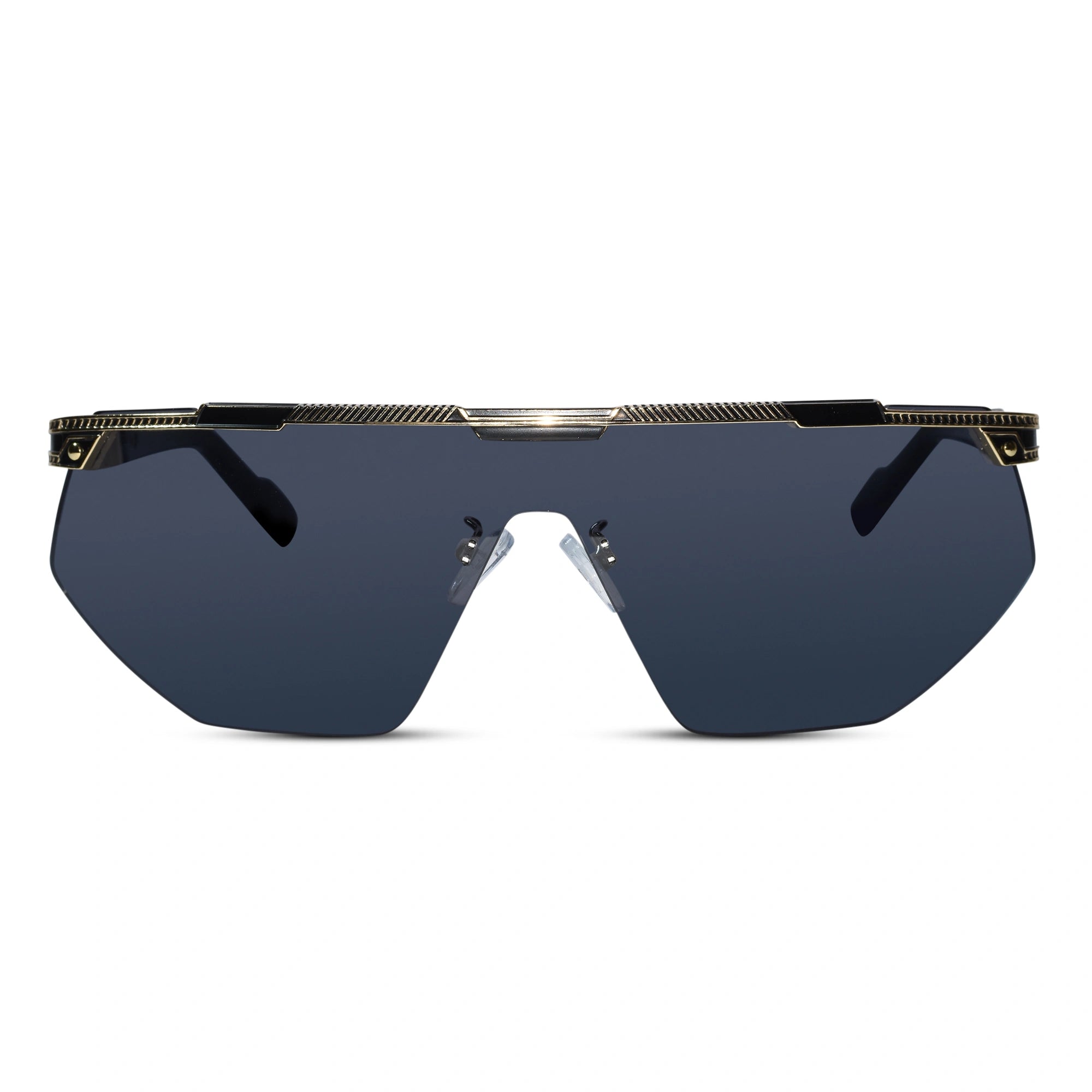 Black Gold Rimless Sunglasses for Men ELS2026S016-BLK
