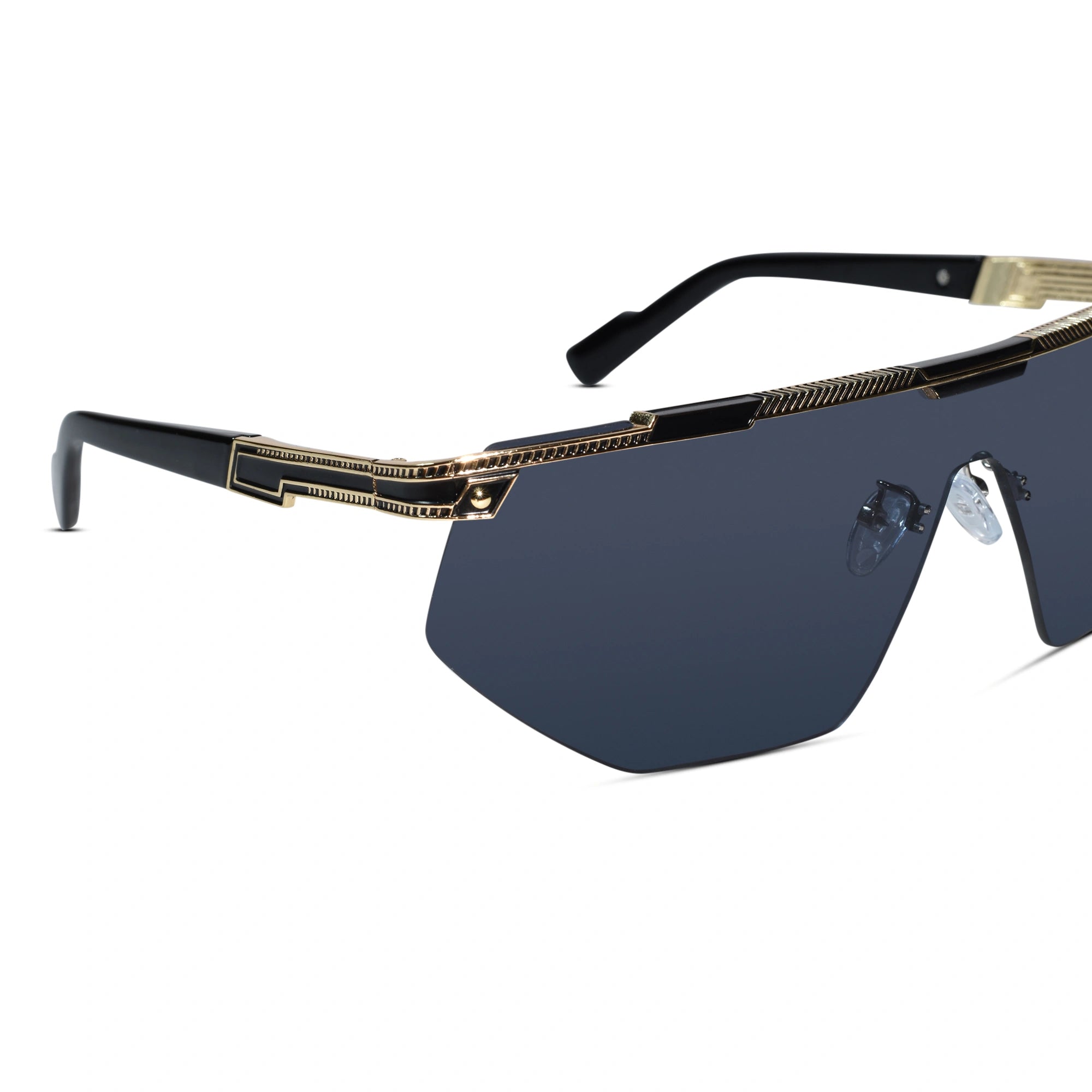 Black Gold Rimless Sunglasses for Men ELS2026S016-BLK