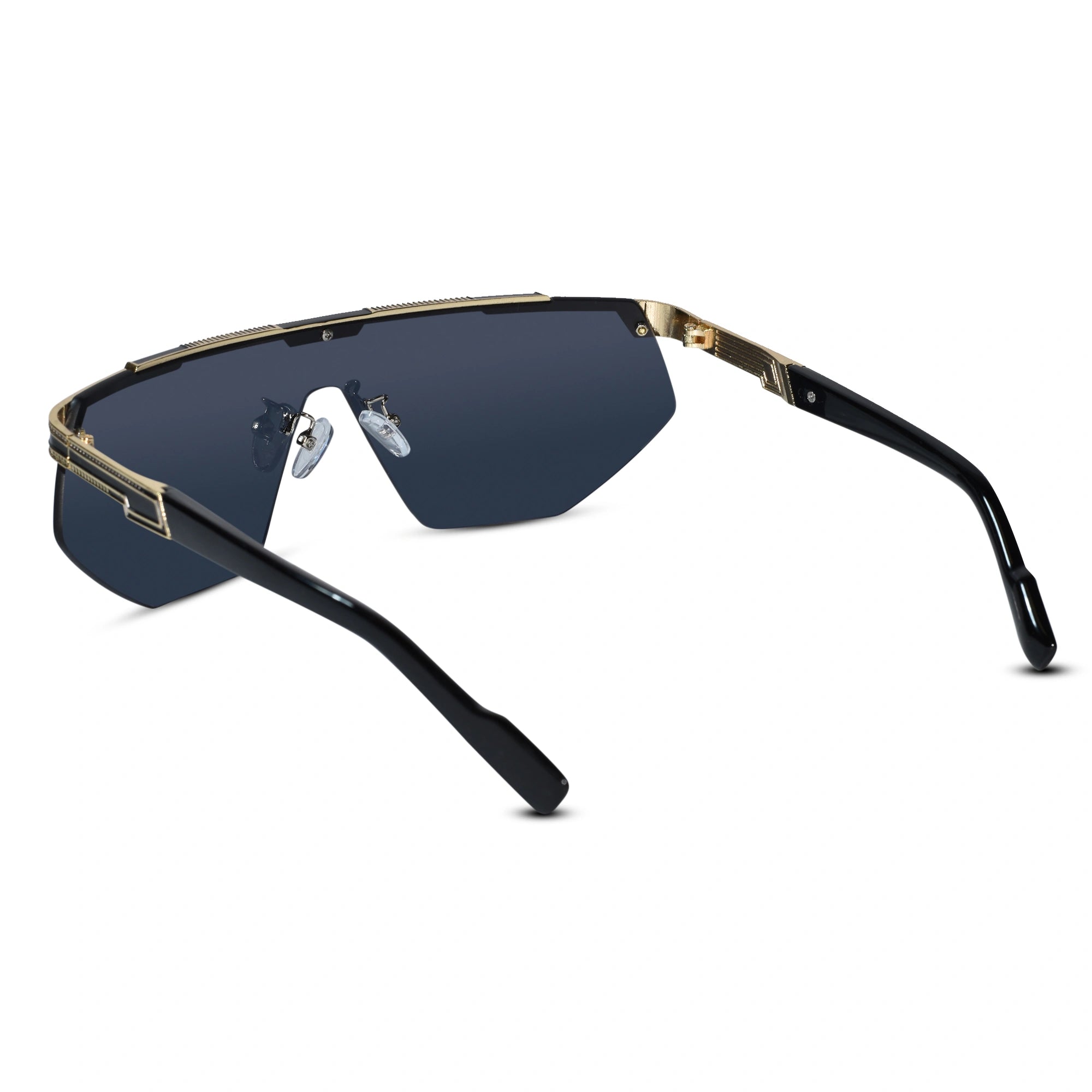 Black Gold Rimless Sunglasses for Men ELS2026S016-BLK