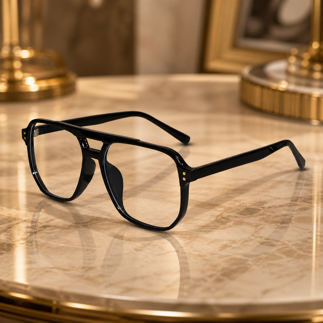 Black Marshall Rrectangular Eyeglasses For Men LKE8935-BLK