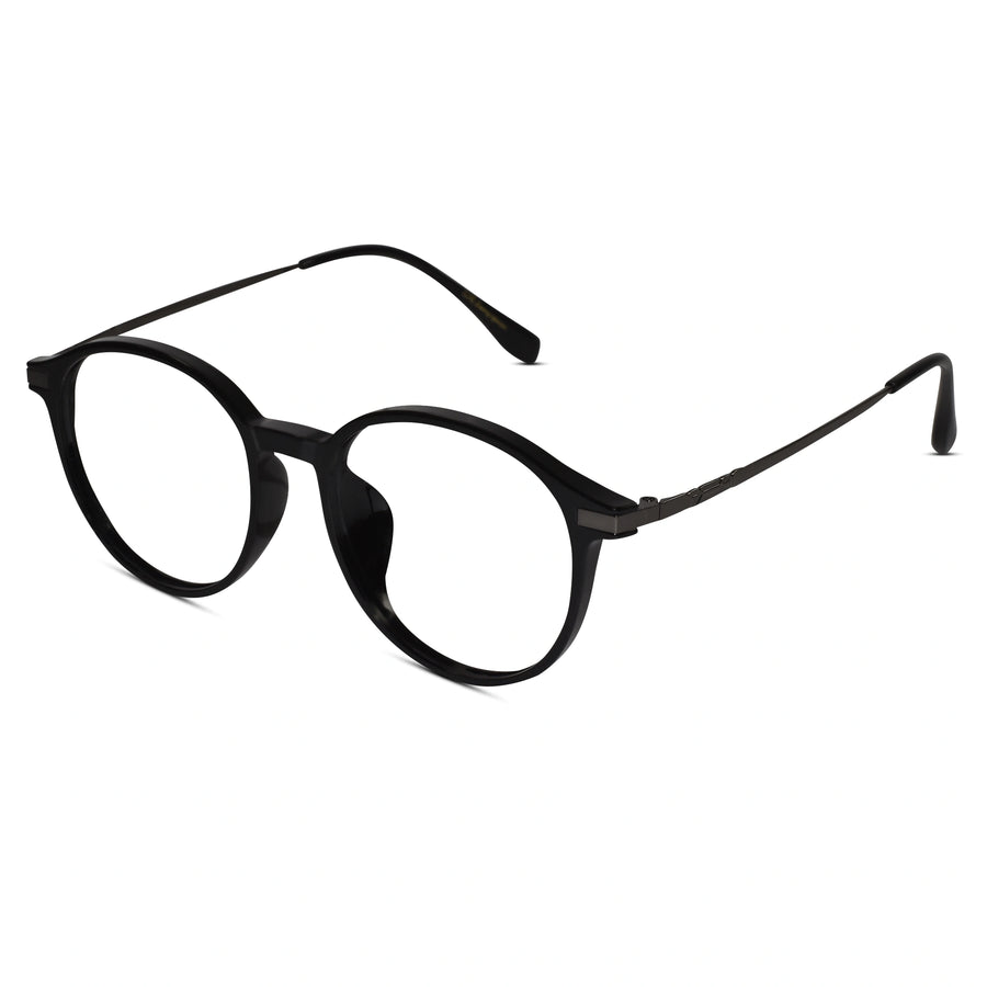 Black Metal Round Eyeglasses For Women ELE98015-BLK