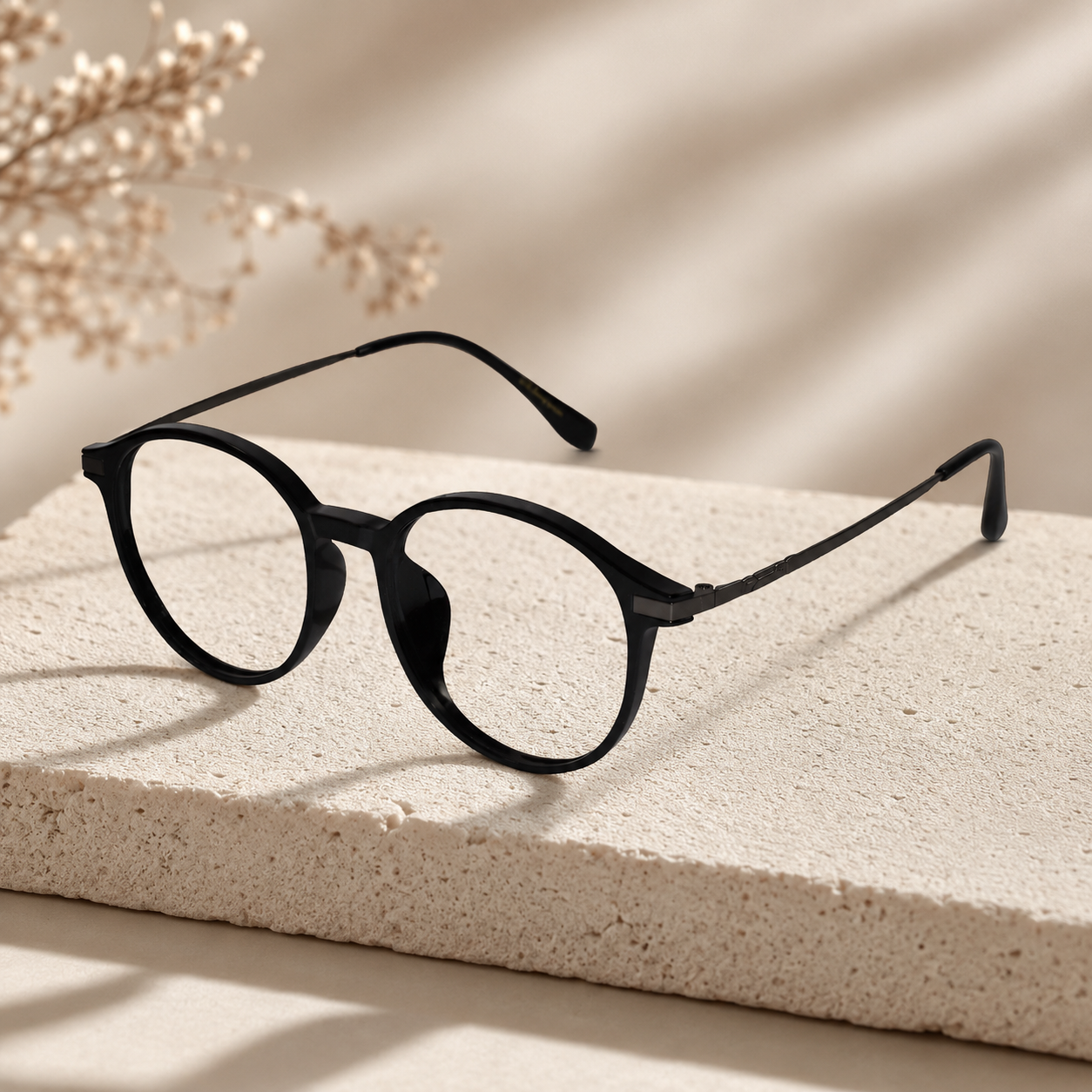 Black Metal Round Eyeglasses For Women ELE98015-BLK