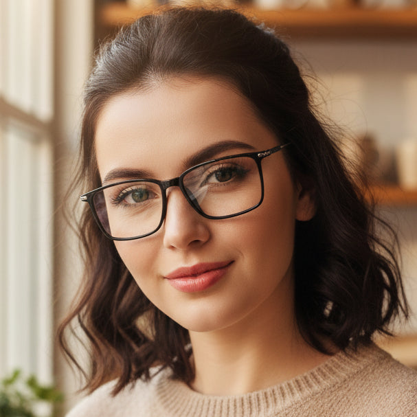Black Rectangular Eyeglasses For Men & Women LKE2802-BLK