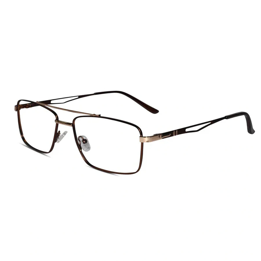 Black Rectangular Gold Eyeglasses For Men