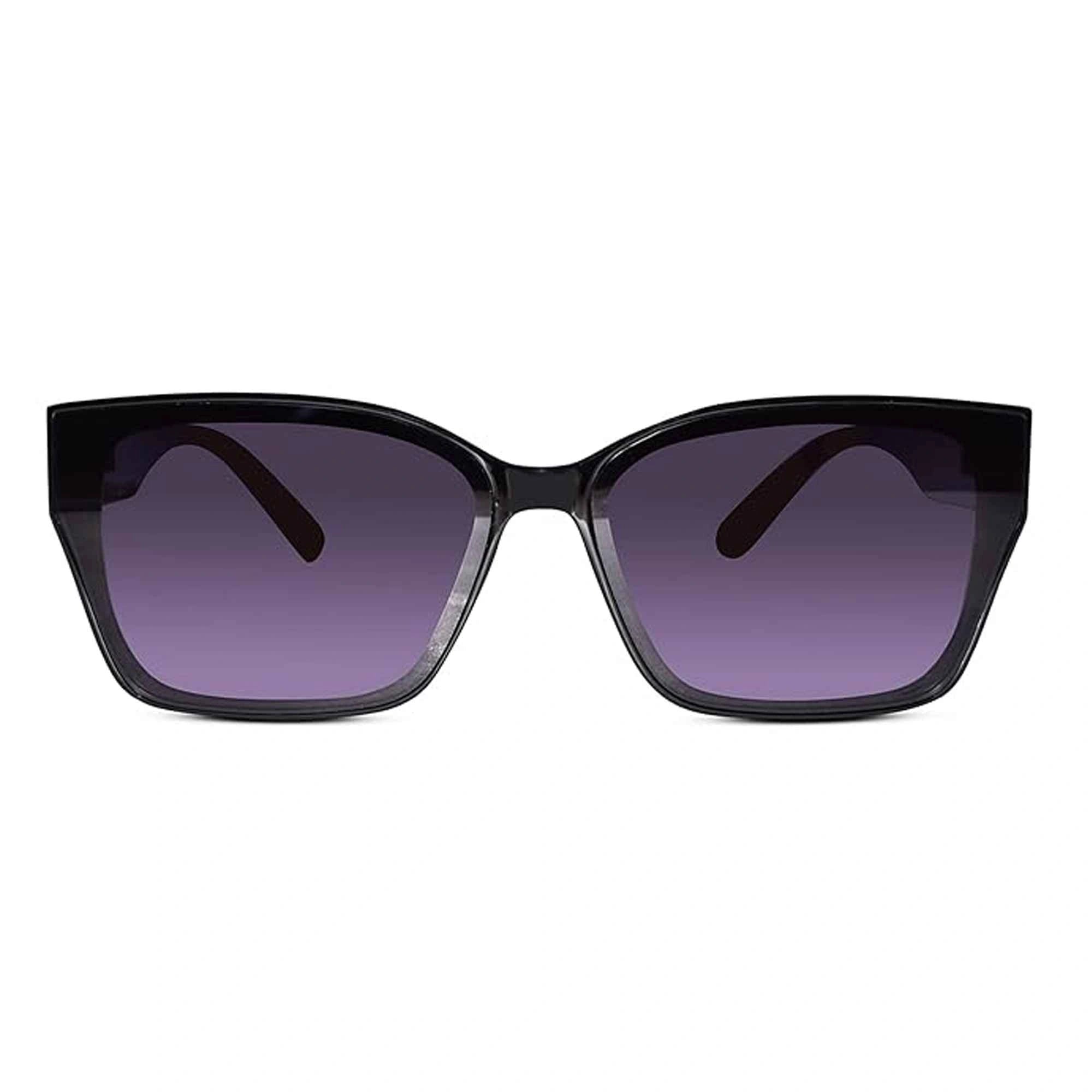 Black Rectangular Sunglasses For Men & Women LKS53019-BLK