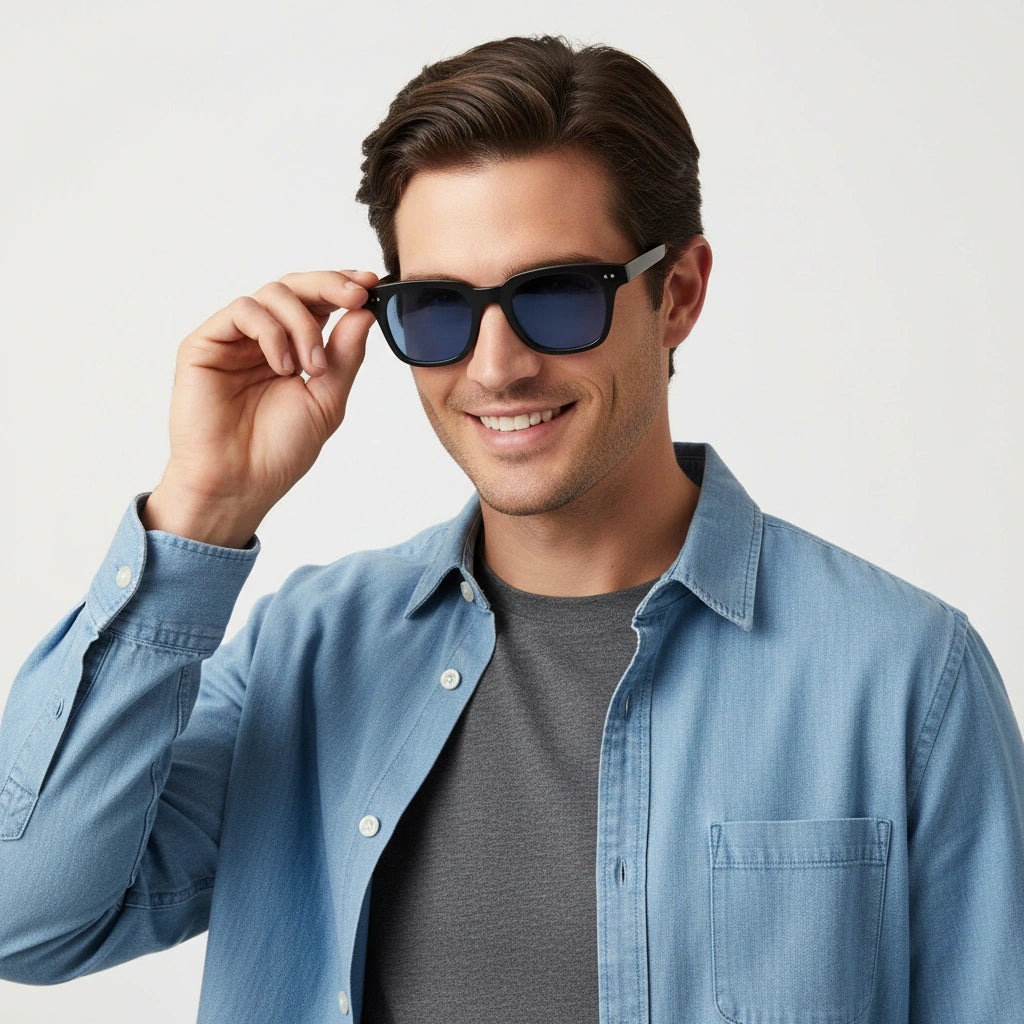 Black Rectangular eyeglasses for men and women LKS1001-BLU