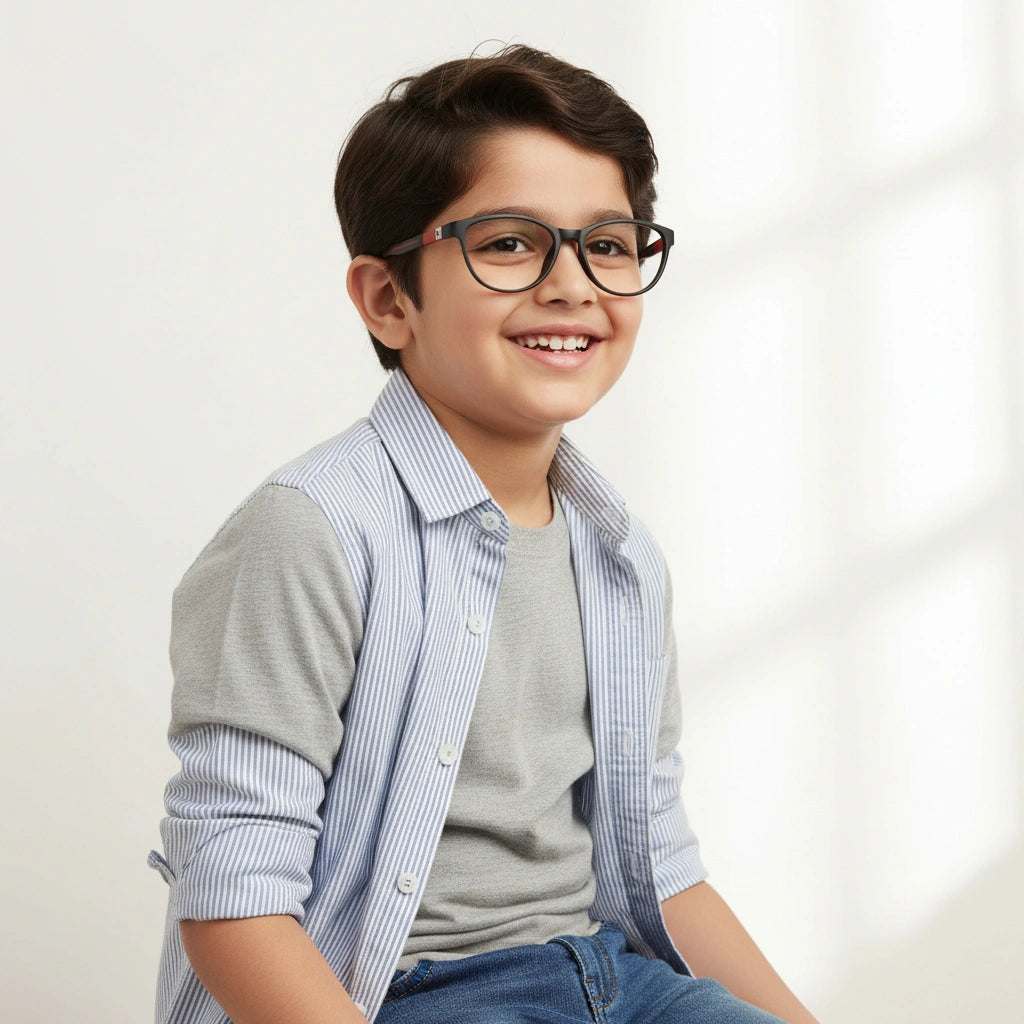 Black Red Cat eye Eyeglasses For Girls LKEK5032-BLK