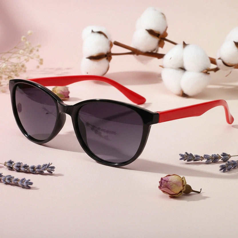 Black Red Cat eye Sunglasses For Kids LKSK1032-BLK