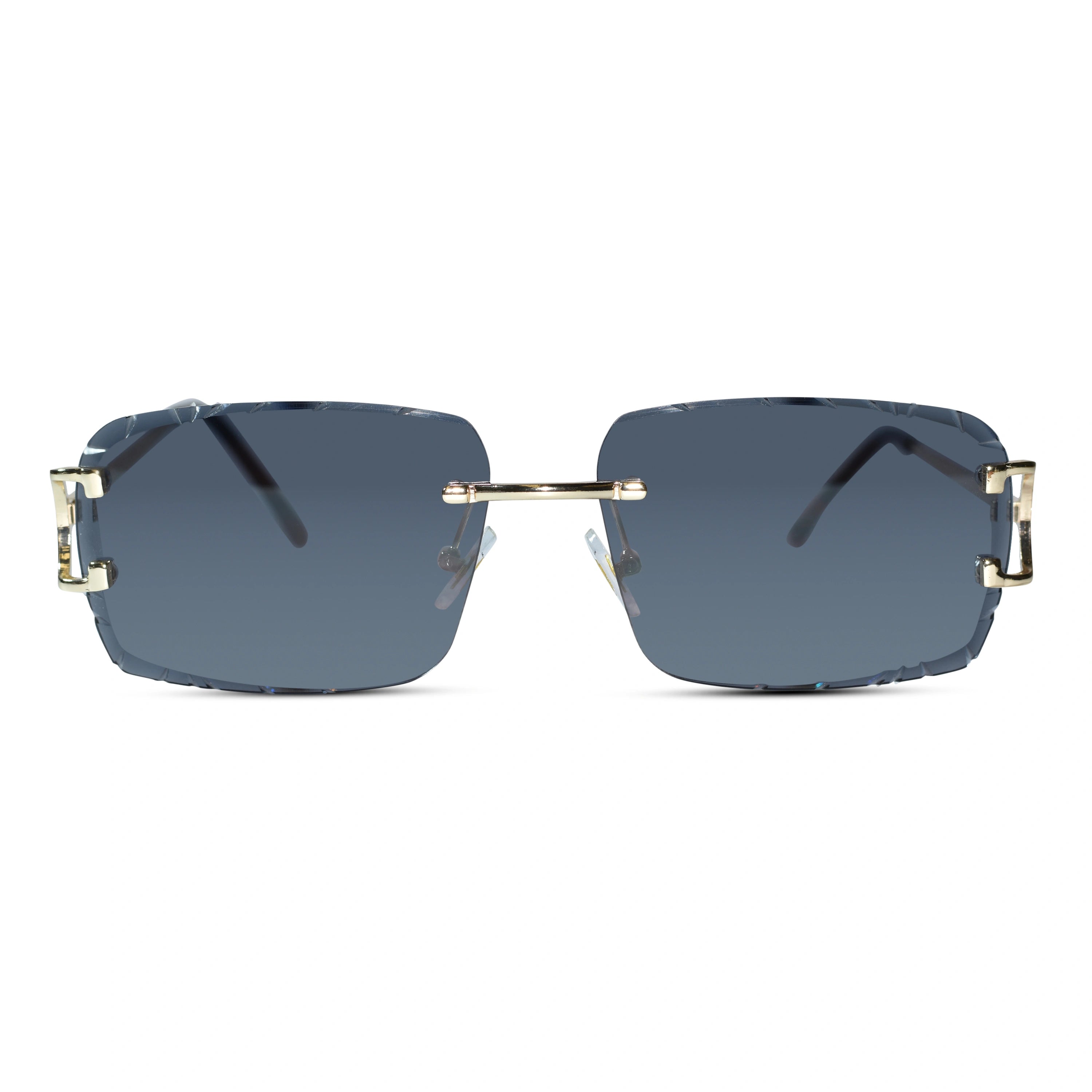 Black Rimless Rectangular Sunglasses for Men & Women ELS2026S017-BLK