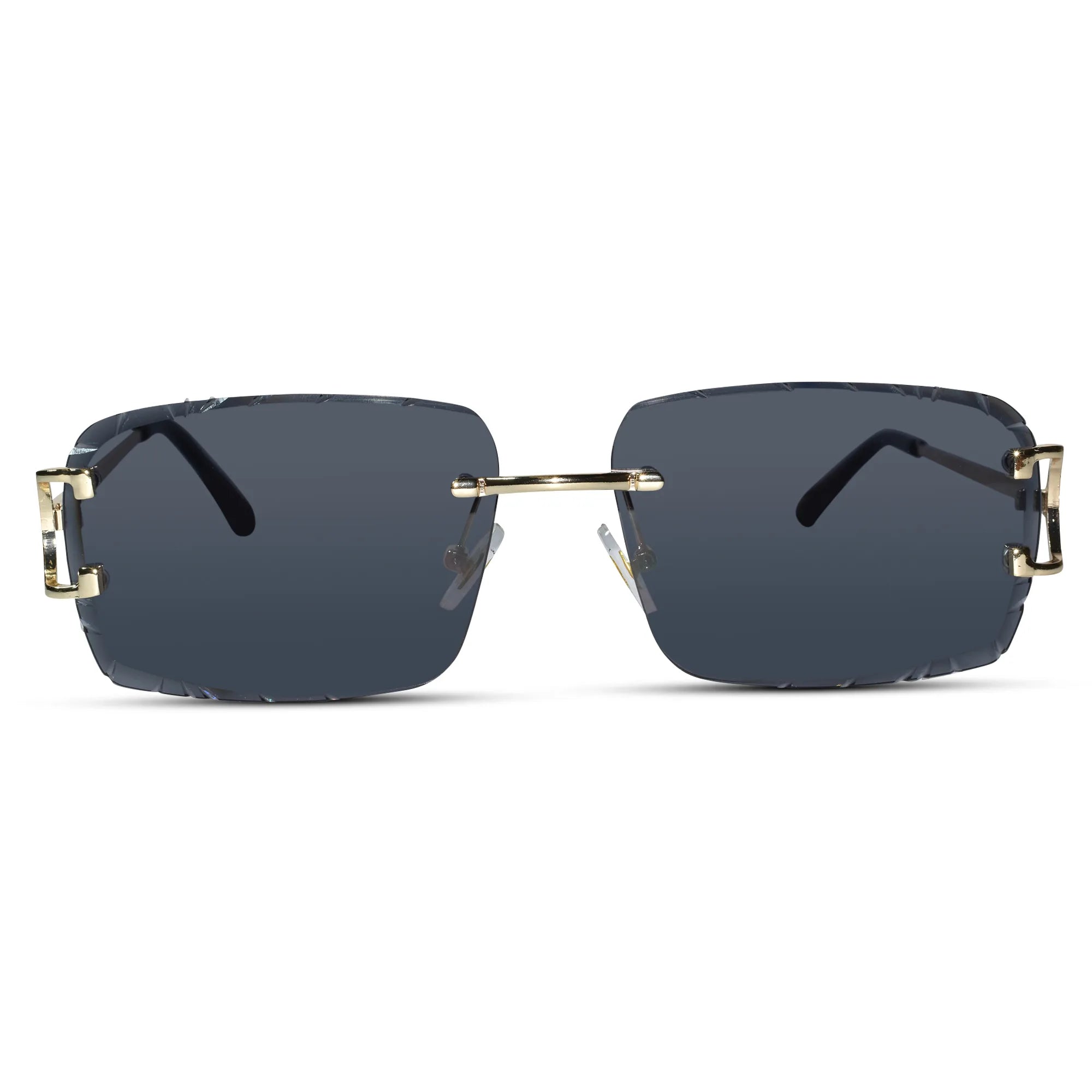Black Rimless Rectangular Sunglasses for Men & Women ELS2026S017-BLK