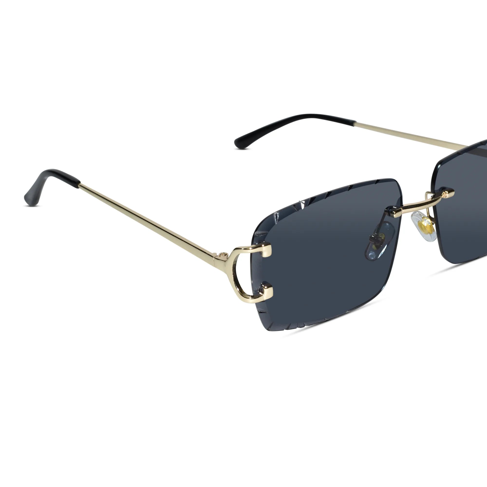 Black Rimless Rectangular Sunglasses for Men & Women ELS2026S017-BLK