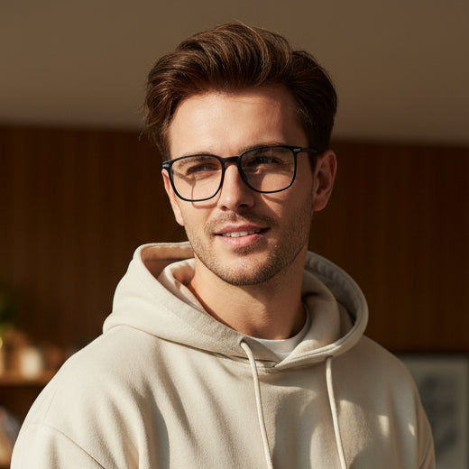 Black Square Eyeglasses For Men & Women ELE98014-BLK