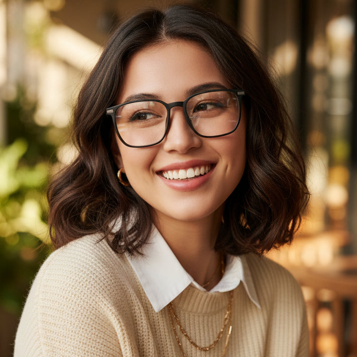 Black Square Eyeglasses For Men & Women ELE98014-BLK