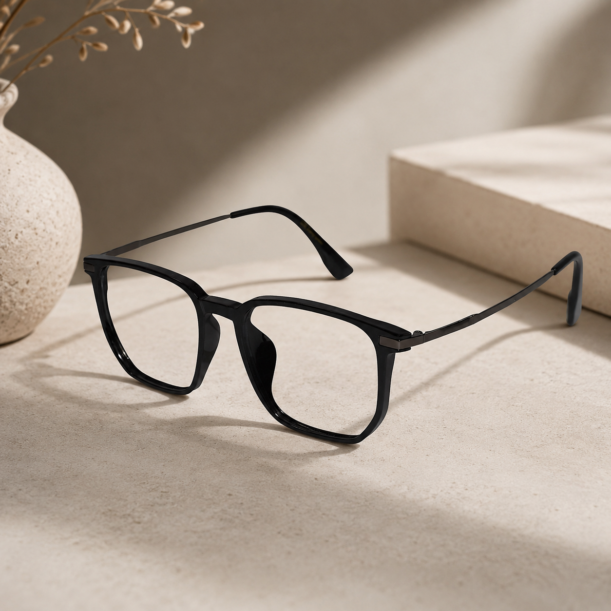 Black Square Eyeglasses For Men & Women ELE98014-BLK