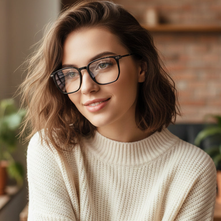 Black Square Eyeglasses For Men & women LKE98014-BLK