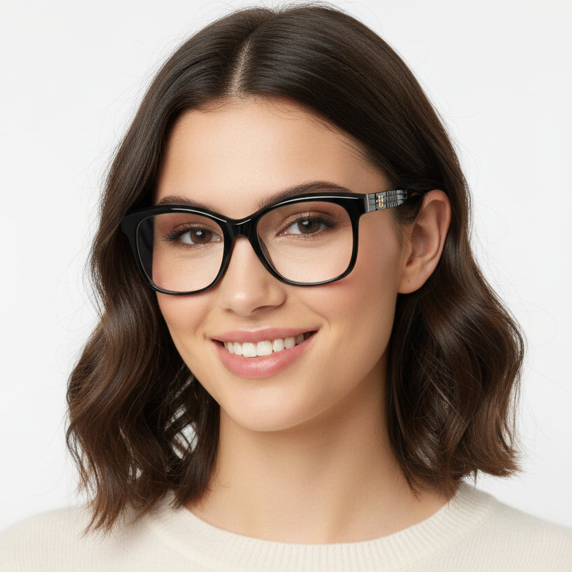 Black Cateye Eyeglasses For Men & Women LKE68015-BLK