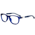 Trendy Kids blue rectangular eyeglasses with 180 spring hinges; comfortable matte finish frame for boys and girls.