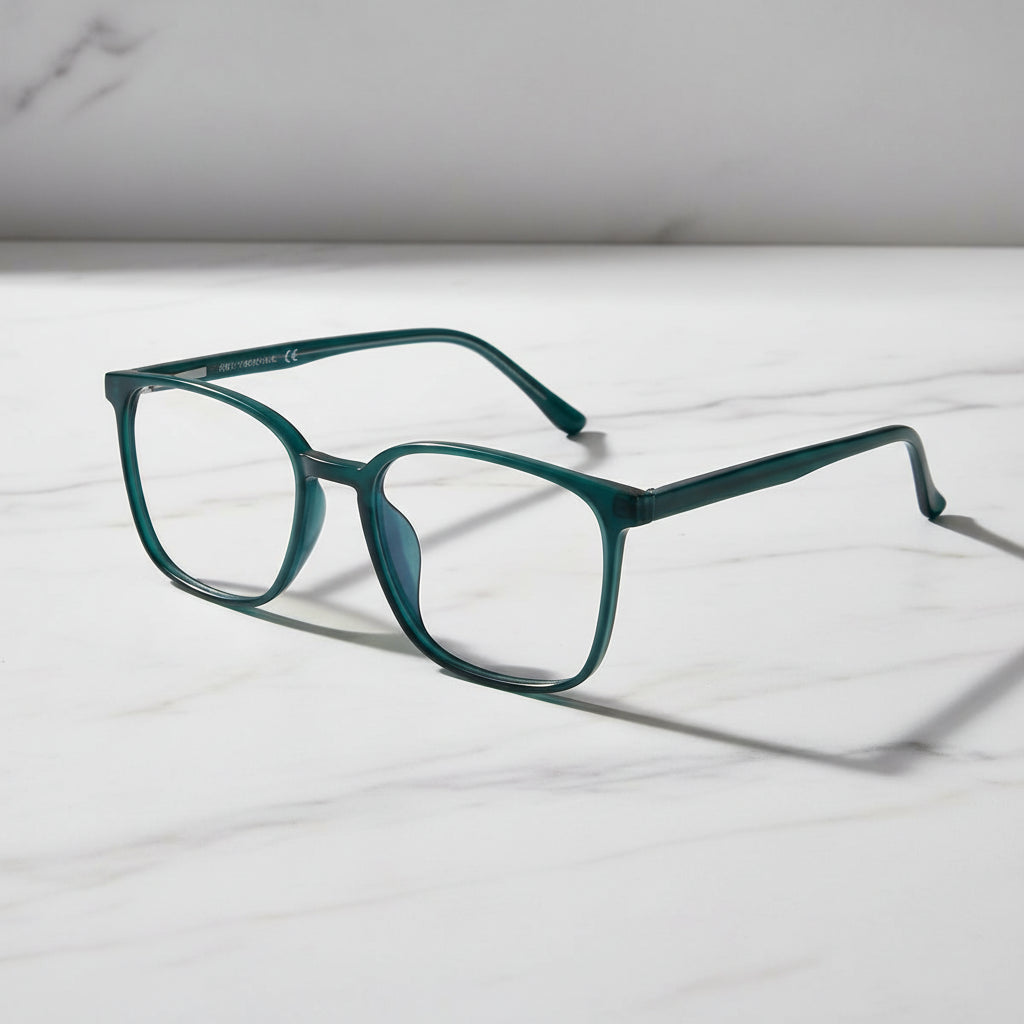Shiny Aqua Blue Square Antiglare Computer Glasses LKE28006-BLU