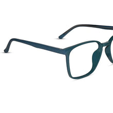 Shiny Aqua Blue Square Antiglare Computer Glasses For Men & Women