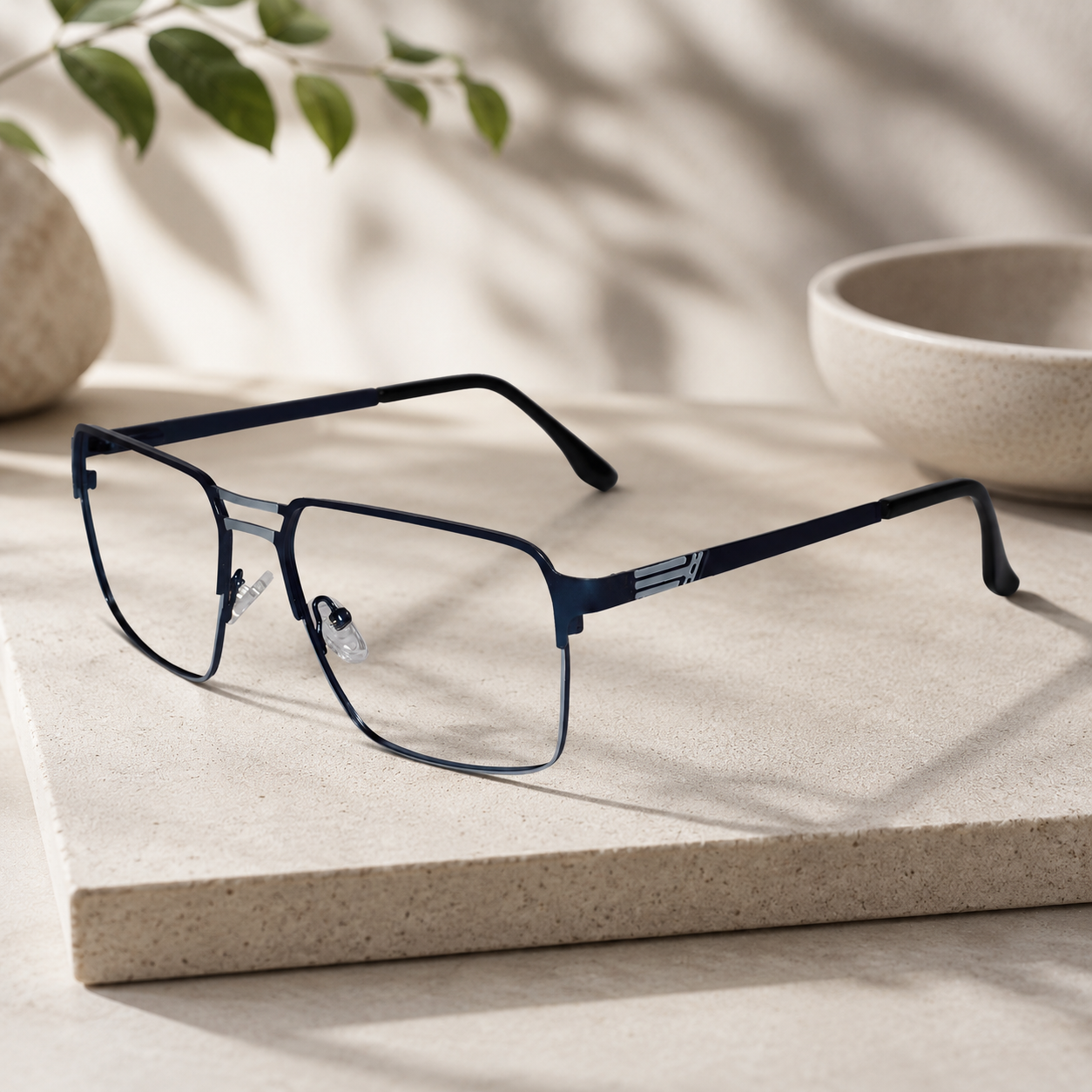 Blue Rectangular Eyeglasses & Computer Glasses For Men ELE8608-BLU