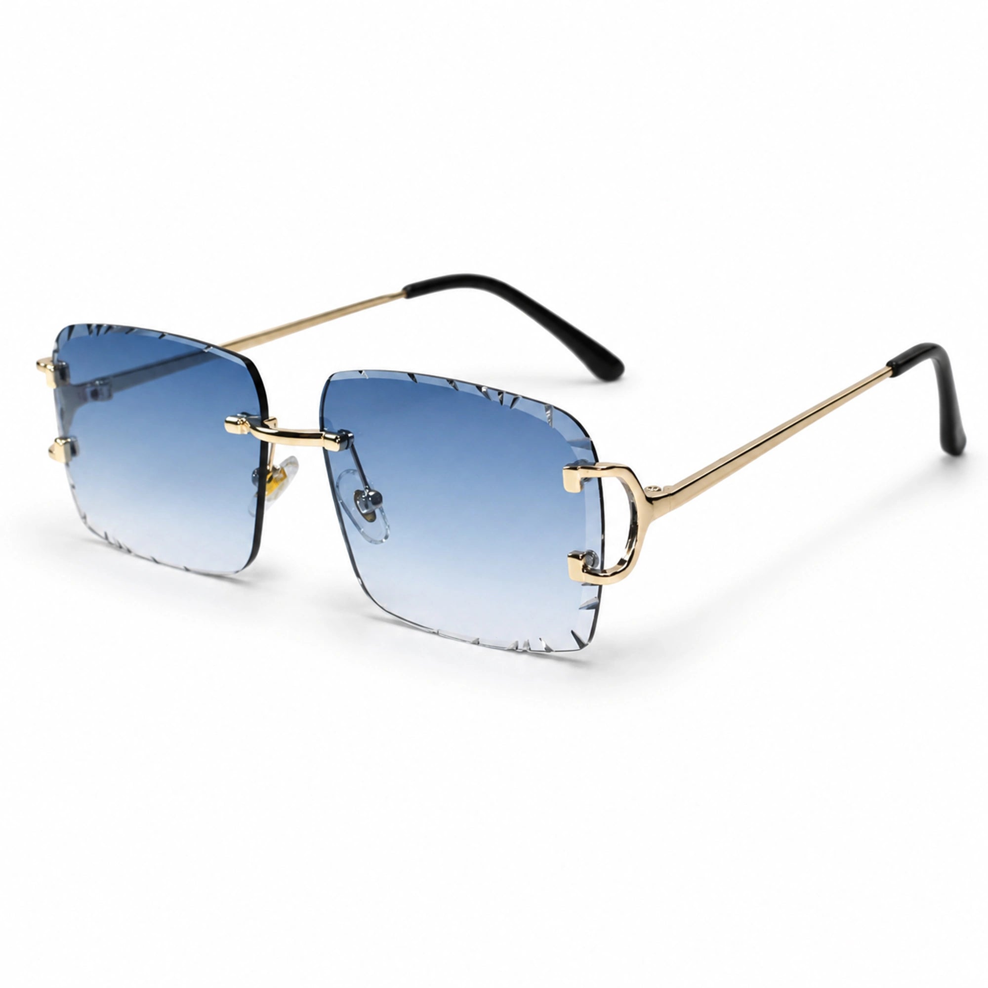 Blue Rimless Rectangular Sunglasses for Men & Women ELS2026S017-BLUE