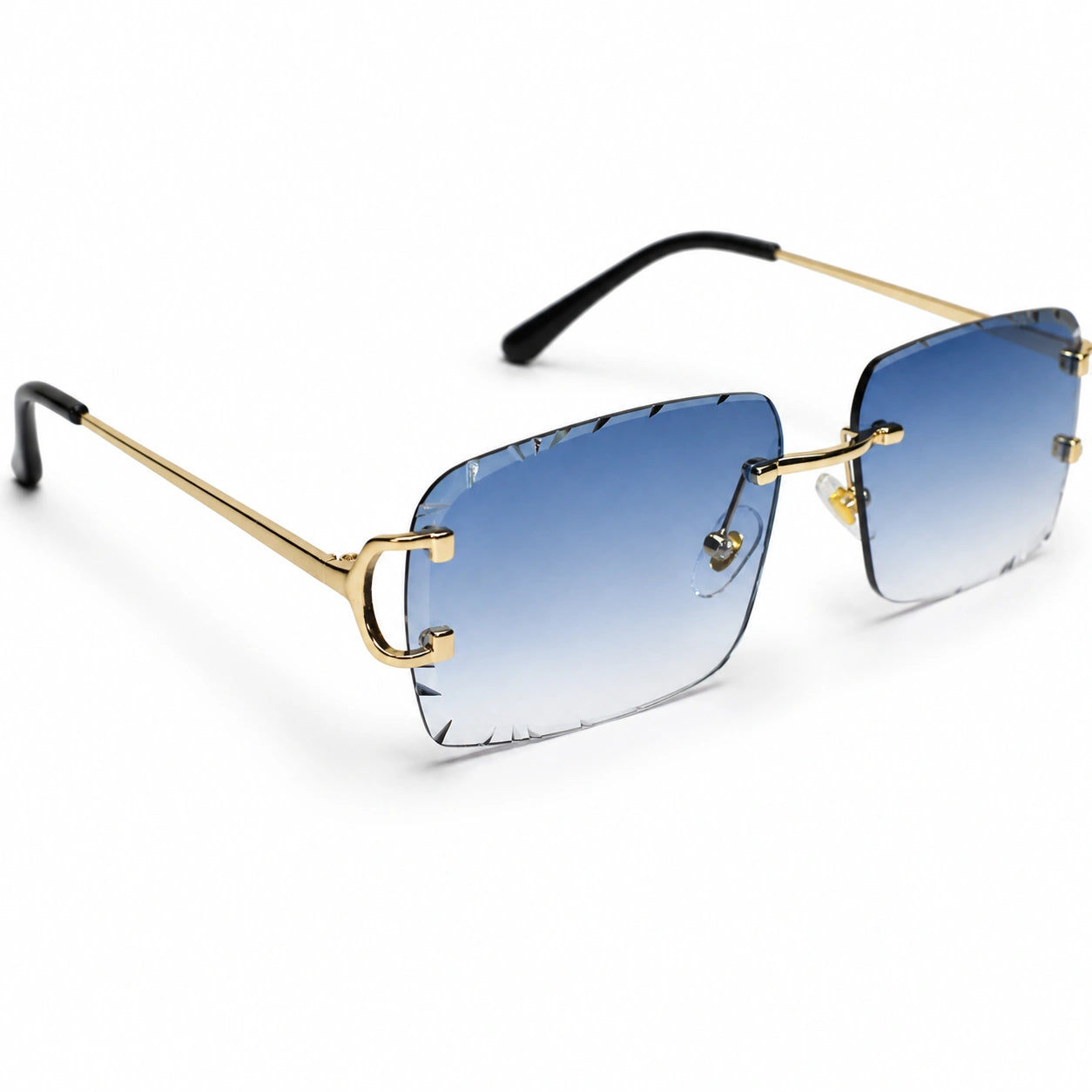 Blue Rimless Rectangular Sunglasses for Men & Women ELS2026S017-BLUE