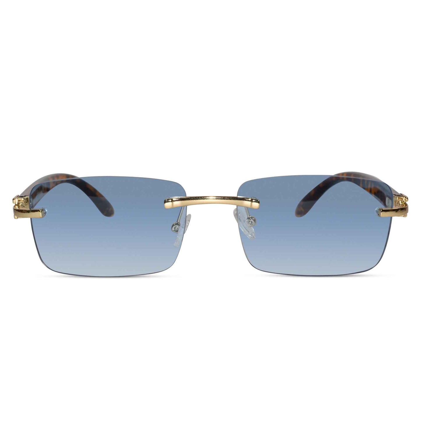 Blue Tint Golden Rimless Sunglasses