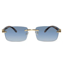 Designer Gold Black Rectangular Rimless Sunglasses For Women