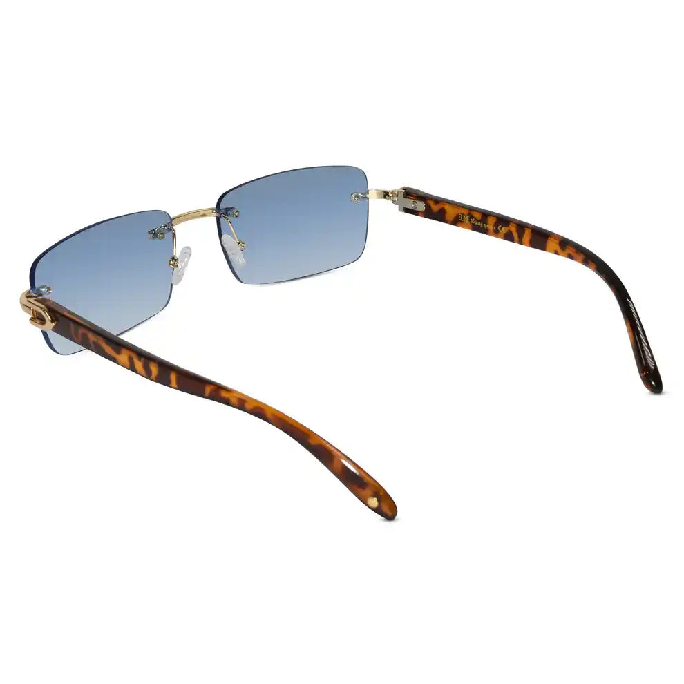 Designer Gold Black Rectangular Rimless Sunglasses