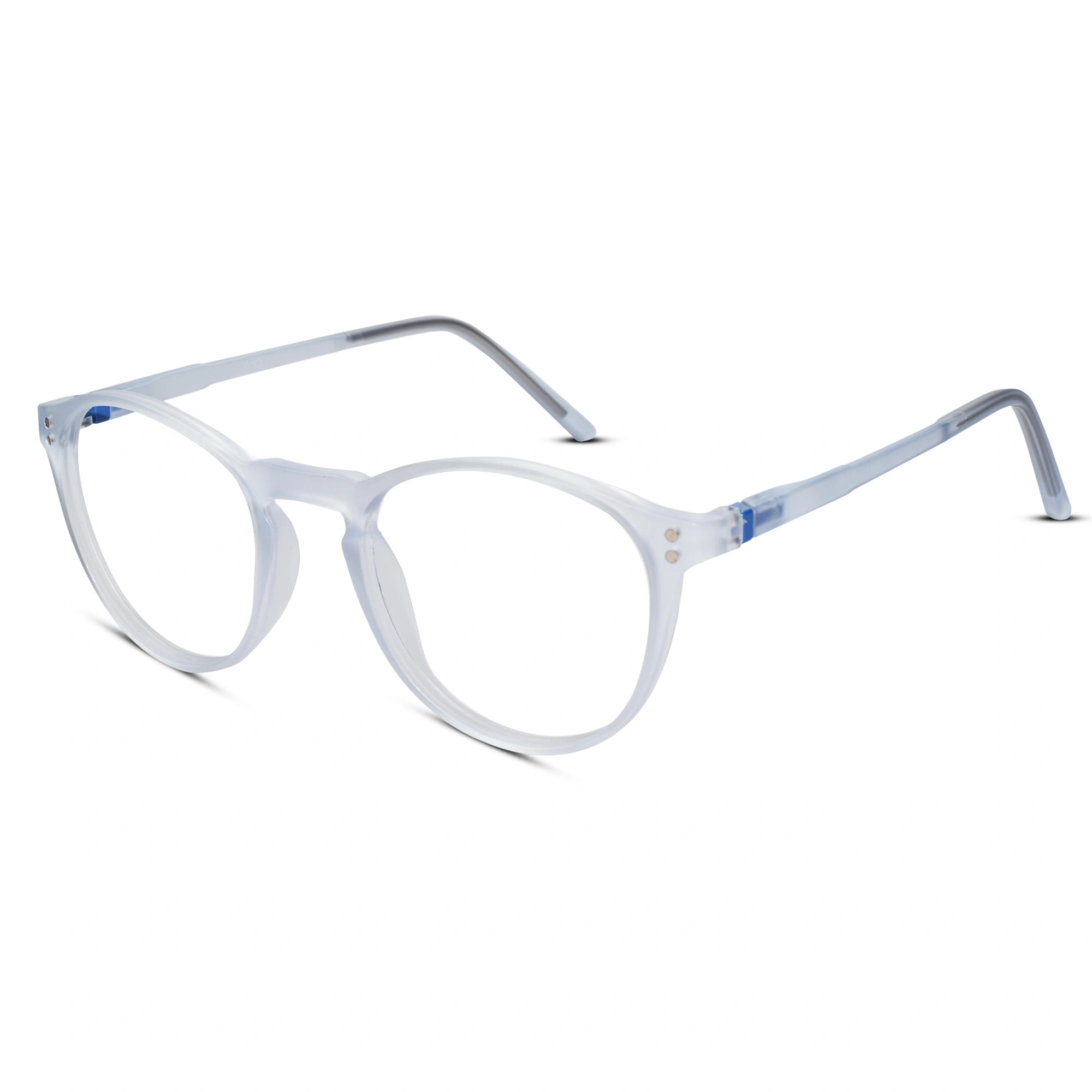 Blue Transparent Round Clip On Eyeglasses For Men & Women LKE1009-TRAN