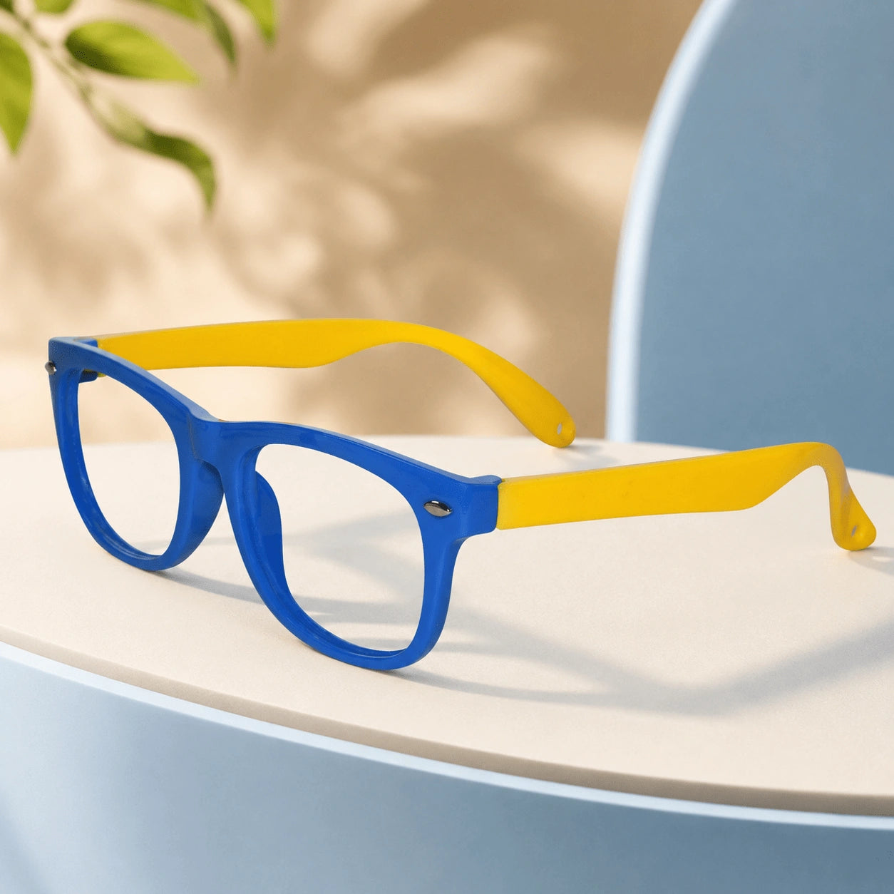 Blue silicon Eyeglasses For kids LKEK8801-BLU-YELLOW